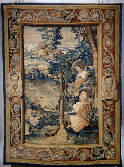 Vogeljagd mit Netz, Wandteppich aus der Serie Jagden von Franz I. von Laurent Guyot