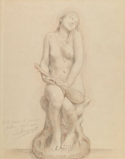 Nackte Figur mit Mandoline von Laurent Honore Marqueste