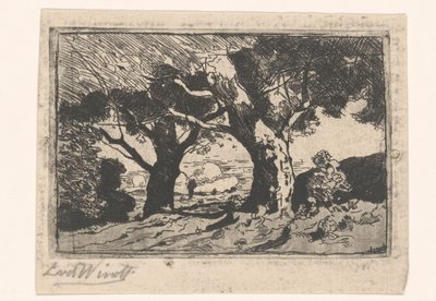 Landschaft mit zwei großen Bäumen von Laurent van der Windt (signed by artist)