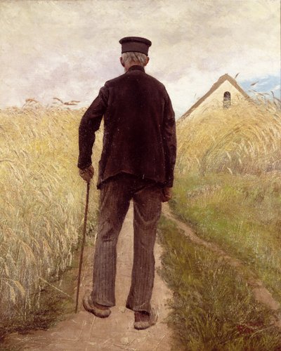 Alter Mann, der in einem Roggenfeld geht von Laurits Andersen Ring