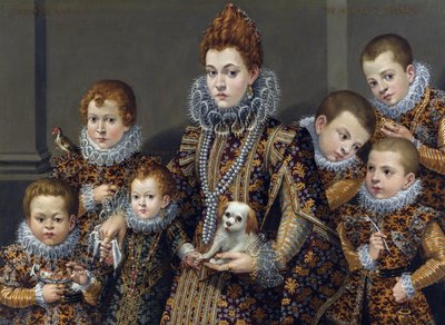Porträt von Bianca degli Utili Maselli mit ihren sechs Kindern, ca. 1605 von Lavinia Fontana