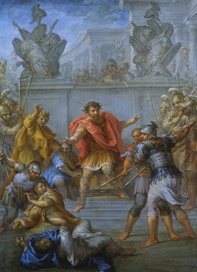 Kaiser Claudius verhindert die Tötung seiner Angreifer von Lazzaro Baldi