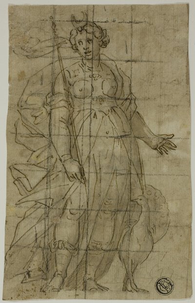 Studie für Juno (oder Diana) mit einem Pfau von Lazzaro Tavarone