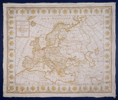 T.143-1938 Stickerei, die eine Karte von Europa zeigt, genäht von Fanny Le Gay, präsentiert an M. le Comte Fourgroy, Französisch von Le Gay