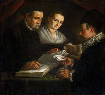 Der Geldwechsler Orazio Lago, seine Frau und ein Kunde von Leandro da Ponte Bassano