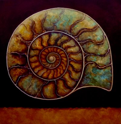 Ammonit Gold und Burgund, 2021 von Lee Campbell
