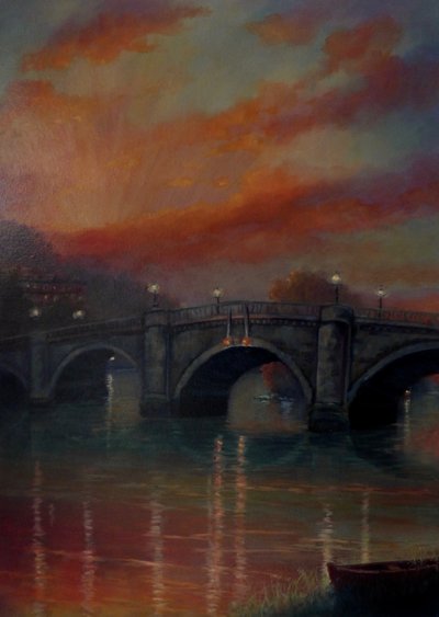 Richmond Bridge Sonnenuntergang, 2022 von Lee Campbell