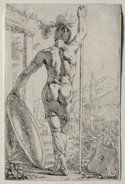 Ein Soldat stehend, von hinten gesehen von Leendert van der Cooghen