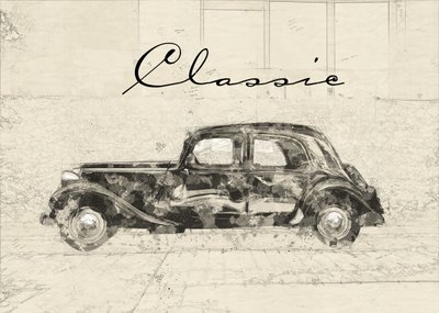 Klassische Vintage Auto Zeichnung von Lembayung senja studio [Vintage Poster]