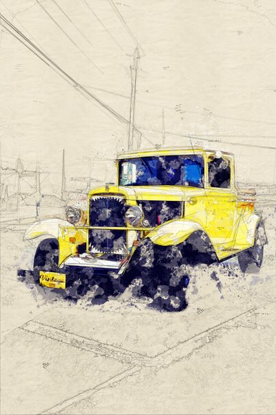 Klassischer gelber Pickup von Lembayung senja studio [Vintage Poster]