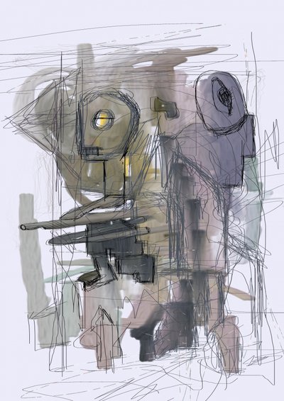 Rätselhafte Abstrakte Roboter von Lembayung senja studio [Vintage Poster]
