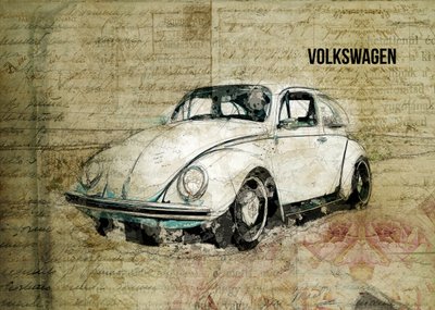 Vintage Käfer Skizze Kunst von Lembayung senja studio [Vintage Poster]