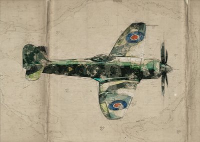 Vintage Jagdflugzeug Karte von Lembayung senja studio [Vintage Poster]