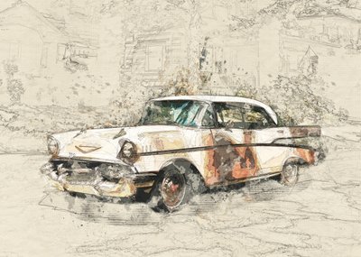 Verwittertes Klassisches Auto von Lembayung senja studio [Vintage Poster]