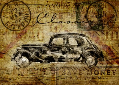 Postkarte Antikes Auto von Lembayung senja studio [Vintage Poster]