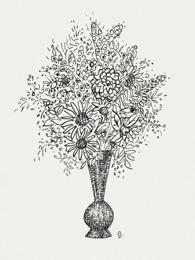 Blumenvase (ca. 1891–1941) Zeichnung in hoher Auflösung von Leo Gestel