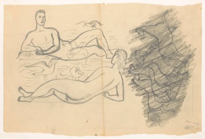 Nackter Mann und Frau am Strand, umgeben von Möwen von Leo Gestel