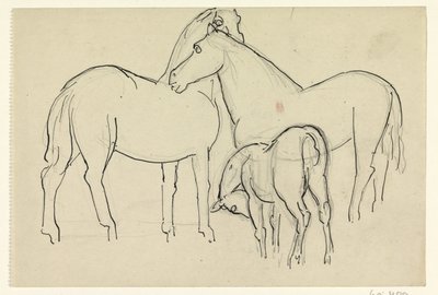 Zwei Pferde und ein Fohlen von Leo Gestel