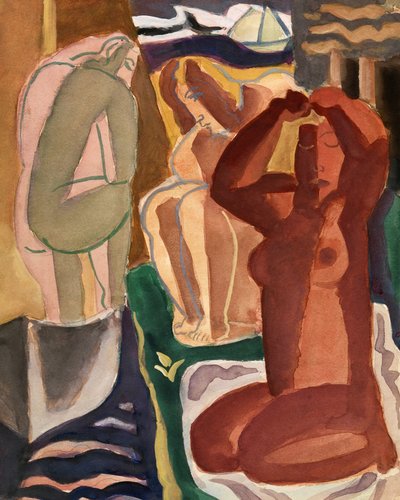 Zwei badende Frauen und eine Brückenfigur von Leo Gestel