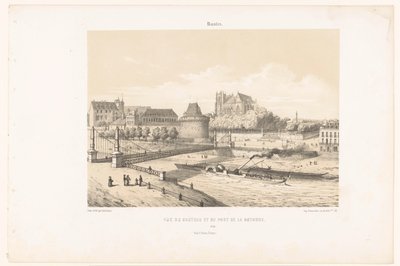 Blick auf das Schloss und die Pont de la Rotonde über die Loire in Nantes von Leon Auguste Asselineau