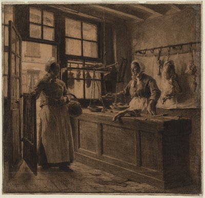 Innenansicht einer Metzgerei, ca. 1881 von Leon Augustin Lhermitte