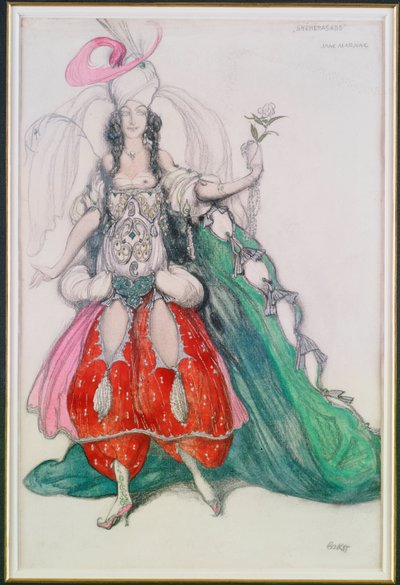 Kostümentwurf für Jane Marnac als Zobeide aus „Scheherazade“ von Leon Bakst