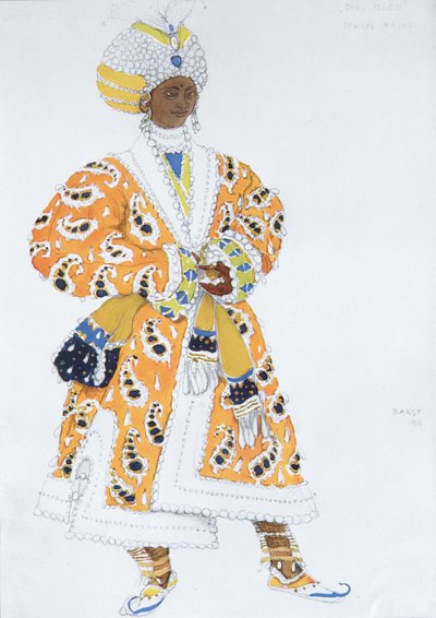 Kostümentwurf für Vaslav Nijinsky im Ballett Blauer Gott von R. Hahn, 1912 von Leon Bakst