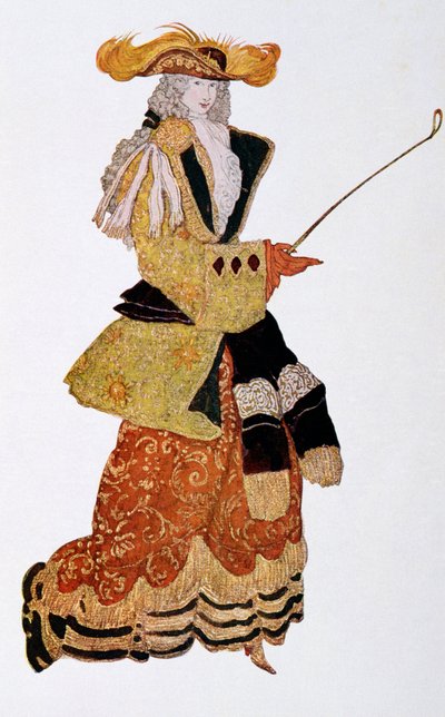 Kostümentwurf für die Marquise auf der Jagd, aus Dornröschen, 1921 von Leon Bakst