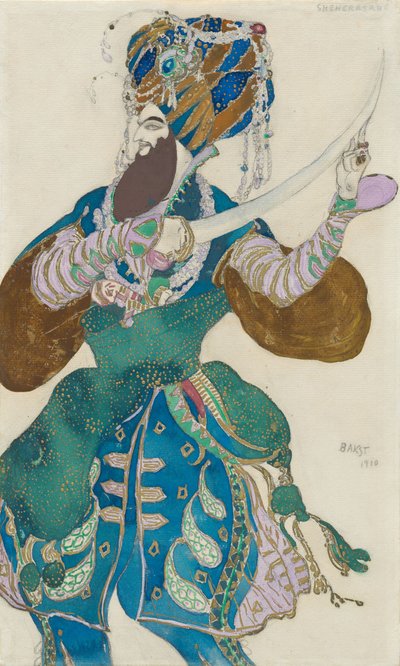 Kostümentwurf für das Ballett Scheherazade von N. Rimski-Korsakow von Leon Bakst