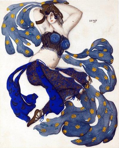 Odaliske. Kostümentwurf für das Ballett Sheherazade von N. Rimski-Korsakow - Bakst, Leon (1866-1924) - 1910 - Aquarell, Gouache auf Papier - 33x28 - Privatsammlung von Leon Bakst