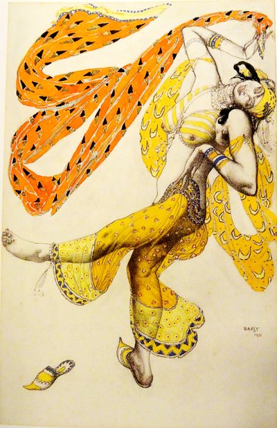 Odaliske. Kostümentwurf für das Ballett Scheherazade von N. Rimski-Korsakow, 1910 von Leon Bakst