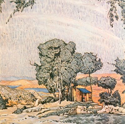 Bühnenbild für Akt I von Helena von Sparta, aufgeführt von Ida Rubensteins Balletttruppe, 1912 von Leon Bakst