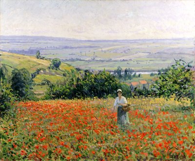 Frau in einem Mohnfeld von Leon Giran Max