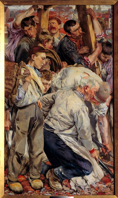 Das Alter der Arbeiter (linker Teil eines Triptychons) von Leon Henri Marie Frederic