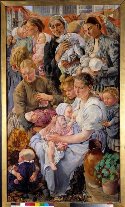 Sozialer Realismus: Die Altersstufen des Arbeiters. Rechter Teil eines Triptychons von Léon Henri Frédéric. Paris, Musée d