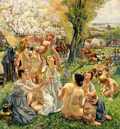 Der Morgen, linkes Panel des Triptychons 