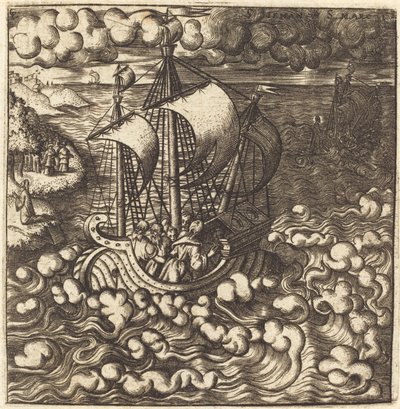 Christus betet, während seine Jünger auf einem stürmischen Meer in einem Boot sind von Leonard Gaultier