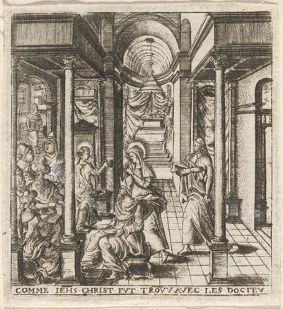 Maria und Joseph finden den Jungen Jesus im Tempel bei den Gelehrten von Leonard Gaultier