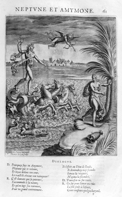 Neptun mit Amymone, Tochter des Danaus, die er vor einem Satyr rettet von Leonard Gaultier