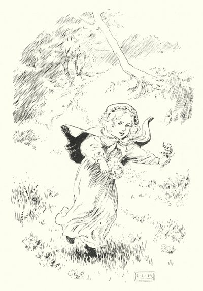 Hier bin ich, kleine hüpfende Joan (Gravur) von Leonard Leslie Brooke