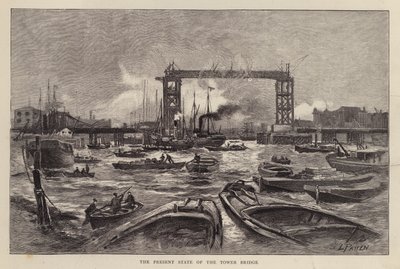 Tower Bridge im Bau, London von Leonard Patten