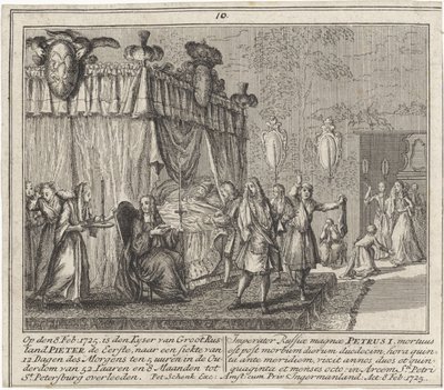 Der Tod von Peter dem Großen am 8. Februar 1725, 1727 von Leonard Schenk