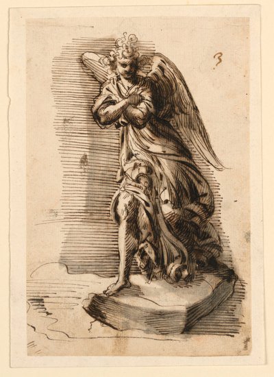 Entwurf für eine Skulptur: Engel in Anbetung von Leonardo Scaglia