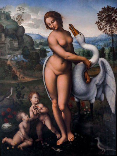 Leda und der Schwan von Leonardo da (after) Vinci