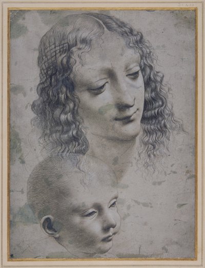 Der Kopf einer Frau und der Kopf eines Babys von Leonardo da (follower of) Vinci