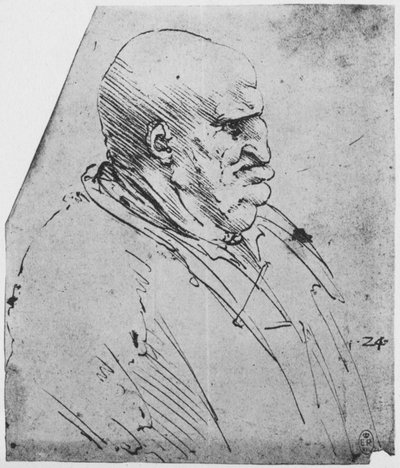 Ein groteskes Profil eines Mannes nach rechts, um 1480 von Leonardo da Vinci