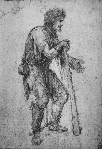 Ein Mann mit einem Knüppel und gefesselten Füßen, ca. 1480 von Leonardo da Vinci