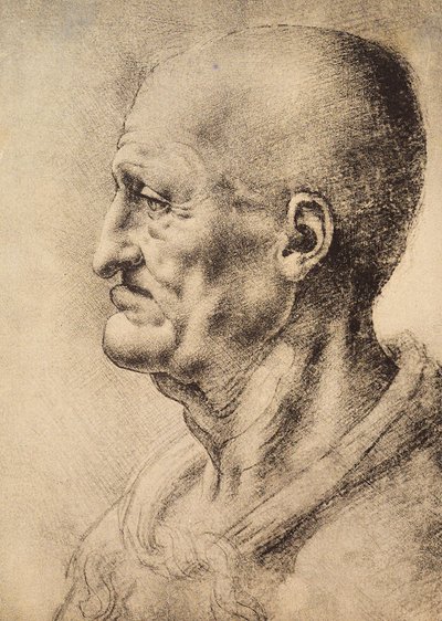 Ein Mann im Profil, Zeichnung von Leonardo da Vinci, aufbewahrt im Raum der Zeichnungen und Drucke, Uffizien-Galerie, Florenz von Leonardo da Vinci