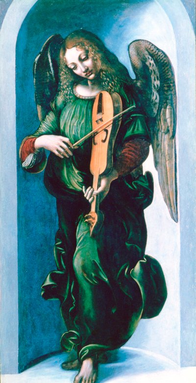 Ein Engel in Grün mit einer Vielle, um 1500 von Leonardo da Vinci