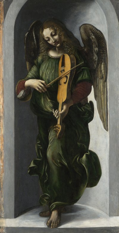 Ein Engel in Grün mit einer Vielle, ca. 1490-1499 von Leonardo da Vinci,
